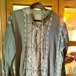 Johnny Was Embroidered Light Weight Hooded Shirt